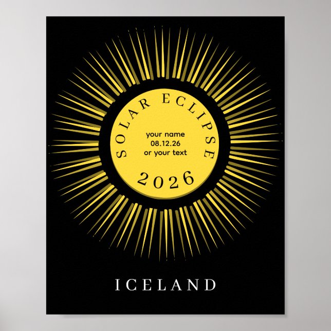 Total solar eclipse August 2026 text personalized Poster (Front)