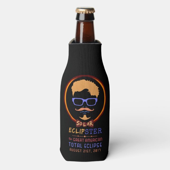Total Solar Eclipse August 21 2017 Funny Hipster Bottle Cooler (Bottle Front)