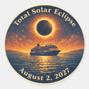 Total Solar Eclipse August 2 2027 cruise ship  Classic Round Sticker