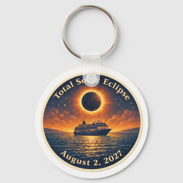 Total Solar Eclipse August 2 2027 cruise ship  Keychain (Front)