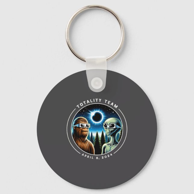 Total Solar Eclipse Bigfoot Alien Keychain (Front)
