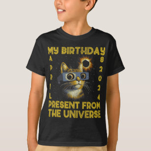 Total Solar Eclipse Birthday April 8 2024 Cat Birt T-Shirt