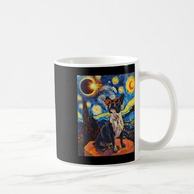 Total Solar Eclipse Boston Terrier Dog  Coffee Mug (Right)