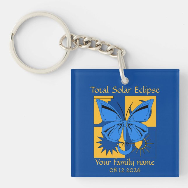 Total Solar Eclipse Butterfly Custom Keychain (Front)