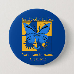Total Solar Eclipse Butterfly Family Name Custom 3 Inch Round Button