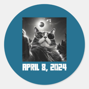 Total Solar Eclipse Cat Selfie Classic Round Sticker