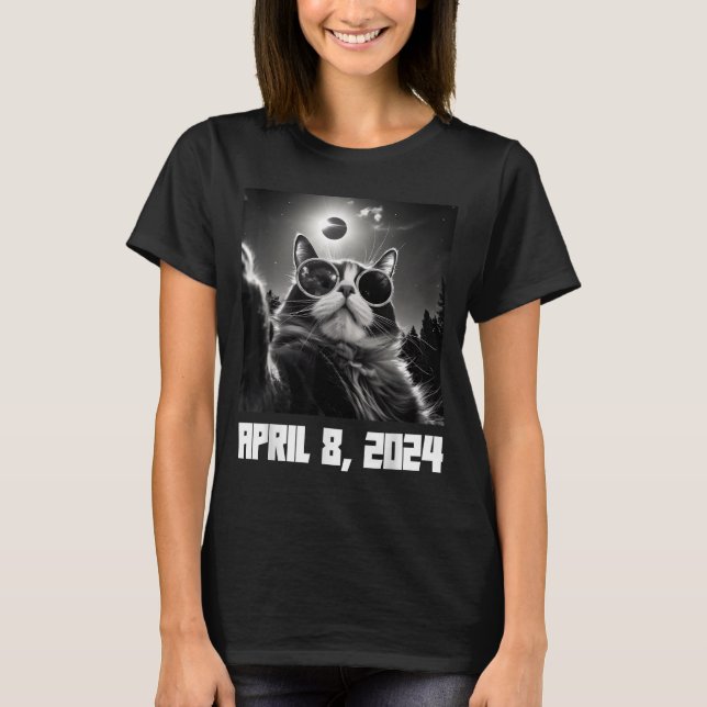 Total Solar Eclipse Cat Selfie T-Shirt (Front)