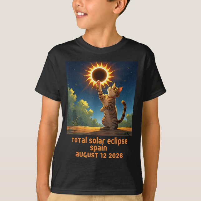 Total Solar Eclipse Cat Spain Design T-Shirt (Front)