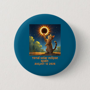 Total Solar Eclipse Cat Spain Illustration 2 Inch Round Button