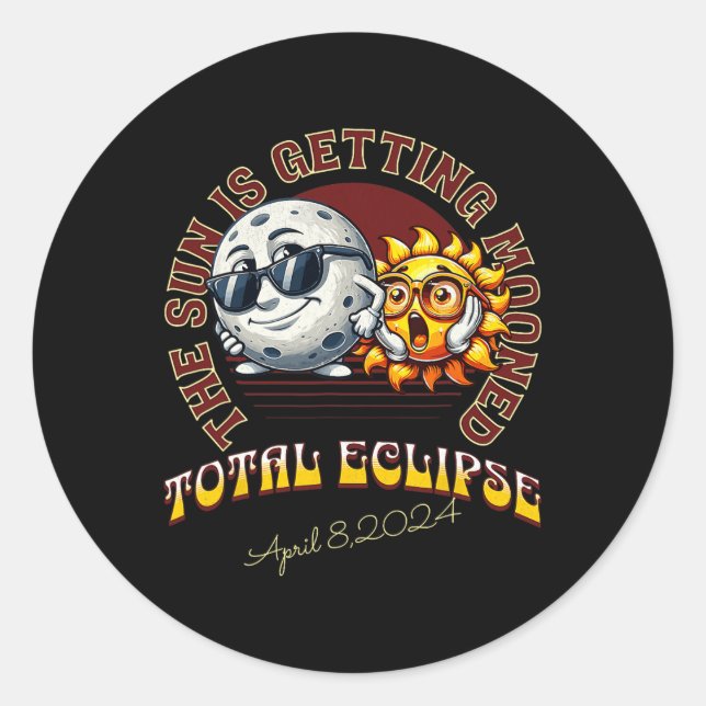 Total Solar Eclipse Chase 2024 Sun Is Getting Moon Classic Round Sticker (Front)