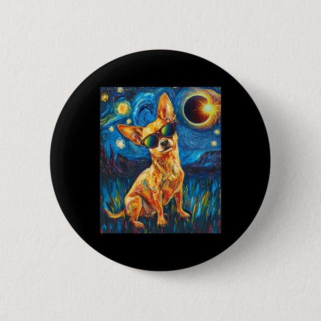 Total Solar Eclipse Chihuahua Dog  2 Inch Round Button (Front)