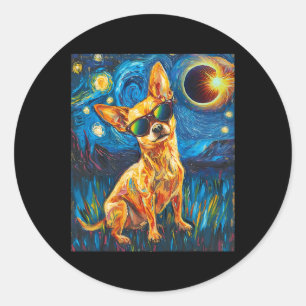Total Solar Eclipse Chihuahua Dog  Classic Round Sticker