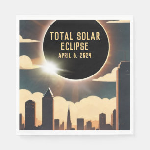 Total solar eclipse CITY April 8, 2024 sun moon  Napkin