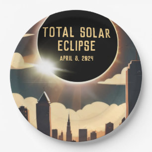 Total solar eclipse CITY April 8, 2024 sun moon  Paper Plate