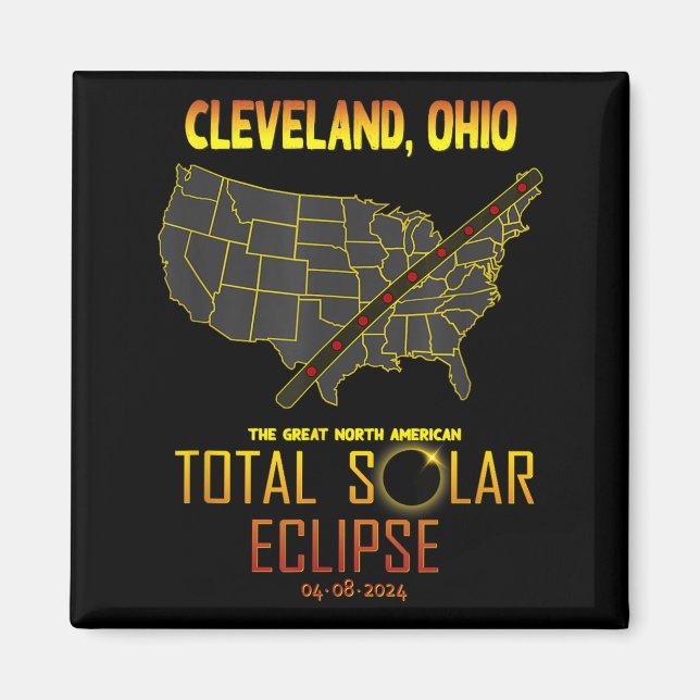 Total Solar Eclipse Cleveland Ohio 2024 Magnet (Front)