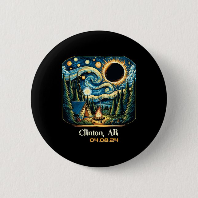 Total Solar Eclipse Clinton Arkansas 1  2 Inch Round Button (Front)