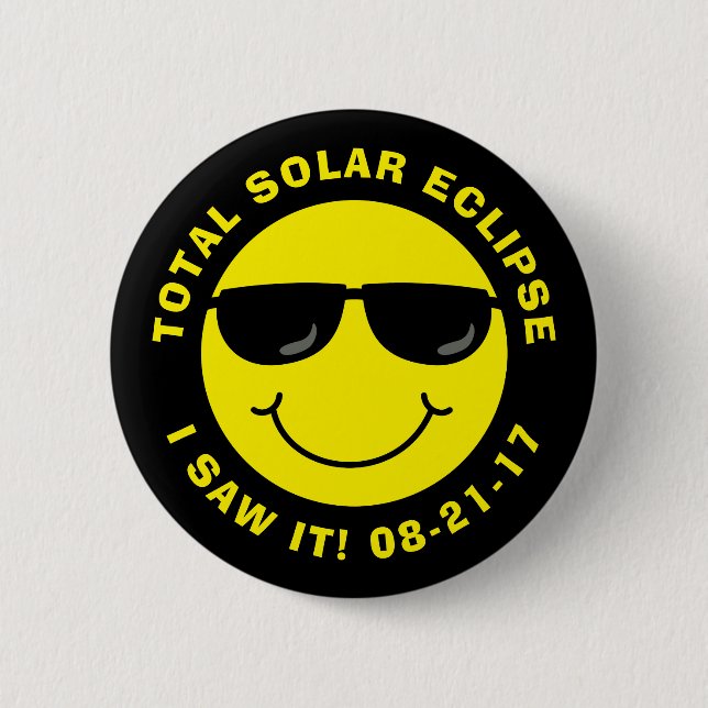 Total Solar Eclipse Cool Emoji Face 2 Inch Round Button (Front)