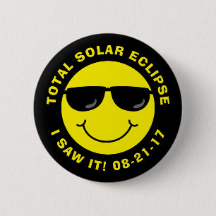 Total Solar Eclipse Cool Emoji Face 2 Inch Round Button