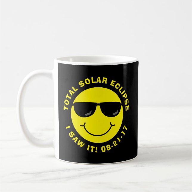 Total Solar Eclipse Cool Emoji Face Coffee Mug (Left)