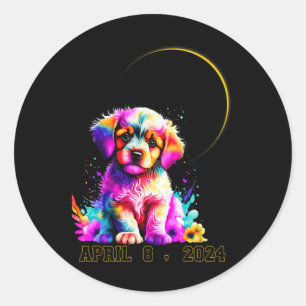 Total Solar Eclipse Dog 2024 Totality Spring April Classic Round Sticker
