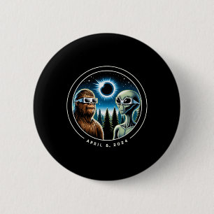 Total Solar Eclipse Funny Bigfoot Alien April Date 2 Inch Round Button