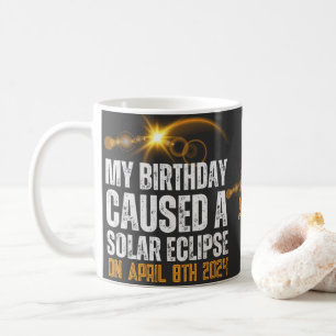 total solar eclipse funny birthday 4-8-2024 custom coffee mug