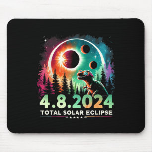 Total Solar Eclipse Funny Dinosaur Wearing Gles Mouse Pad