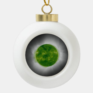 Total Solar Eclipse Green Corona Ceramic Ball Christmas Ornament