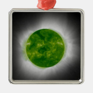 Total Solar Eclipse Green Corona Metal Ornament