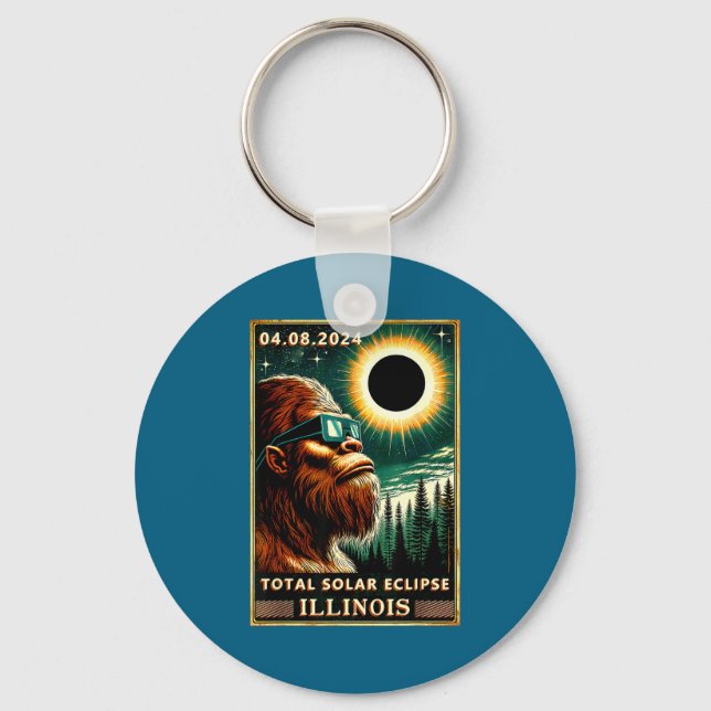 Total Solar Eclipse Illinois Bigfoot Keychain (Front)
