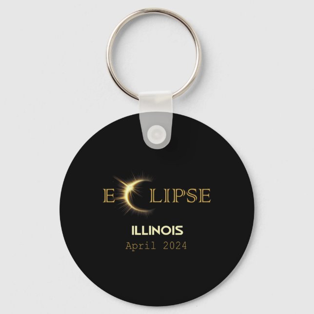 Total Solar Eclipse Illinois Totality April 8 2024 Keychain (Front)