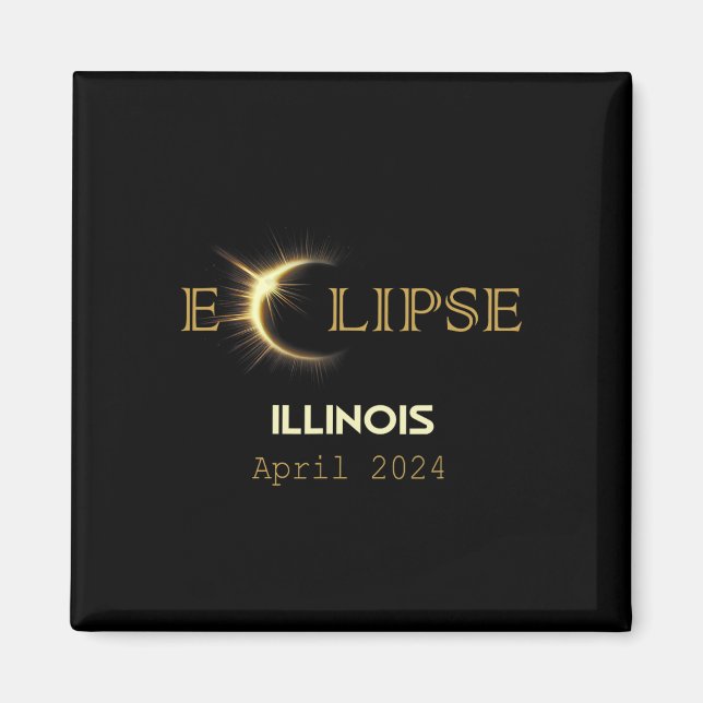 Total Solar Eclipse Illinois Totality April 8 2024 Magnet (Front)