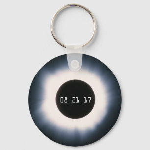 Total Solar Eclipse in Black and White Keychain