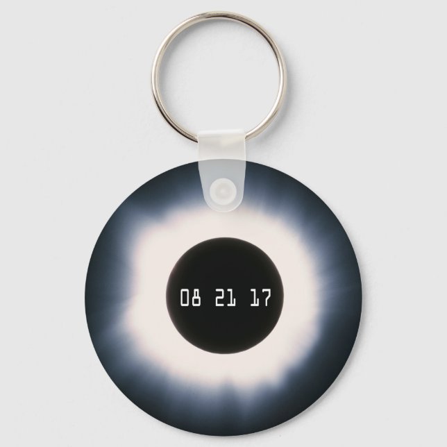 Total Solar Eclipse in Black and White Keychain (Front)
