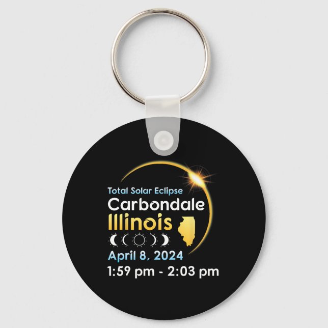 Total Solar Eclipse In Carbondale Illinois On Apri Keychain (Front)