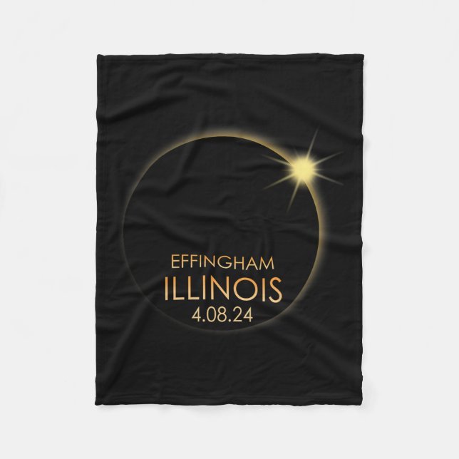 Total Solar Eclipse In Effingham Illinois 2024 Tot Fleece Blanket (Front)