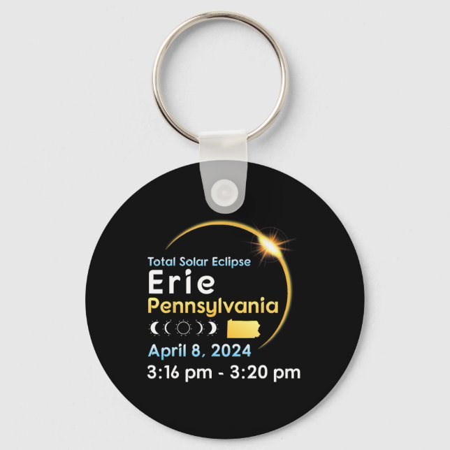 Total Solar Eclipse In Erie Pennsylvania On April  Keychain (Front)