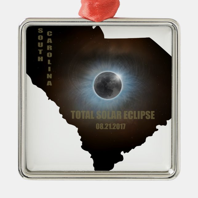 Total Solar Eclipse in South Carolina Map Outline Metal Ornament (Front)