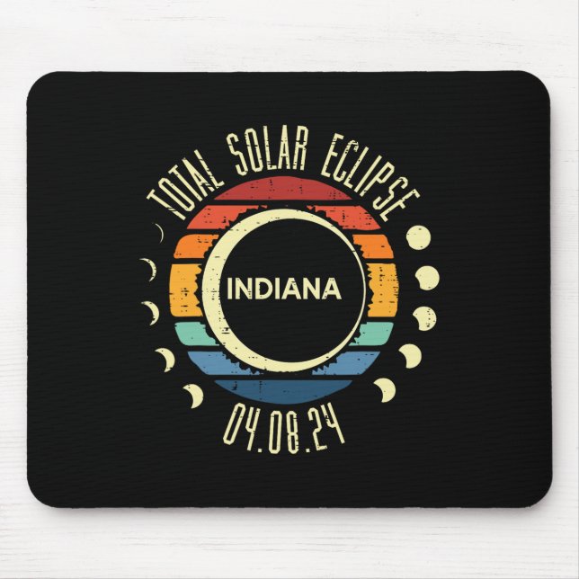 Total Solar Eclipse Indiana Retro 04.08.24 Men Wom Mouse Pad (Front)
