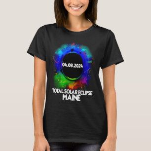 Total Solar Eclipse Maine 2024 Colourful American  T-Shirt
