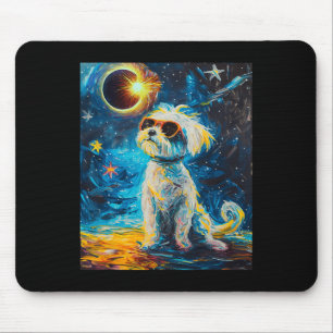Total Solar Eclipse Maltese Dog  Mouse Pad