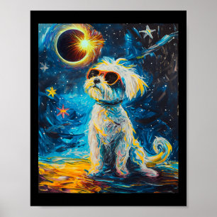 Total Solar Eclipse Maltese Dog  Poster