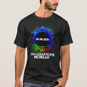 Total Solar Eclipse Michigan 2024 Colorful Totalit T-Shirt
