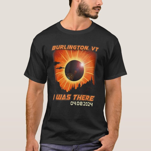 Total Solar Eclipse Mountain Hiking Burlington Ver T-Shirt (Front)