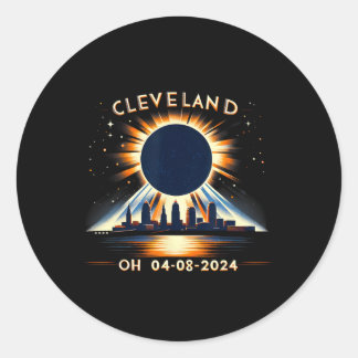 Total Solar Eclipse Oh April 08 2024 Cleveland Sol Classic Round Sticker