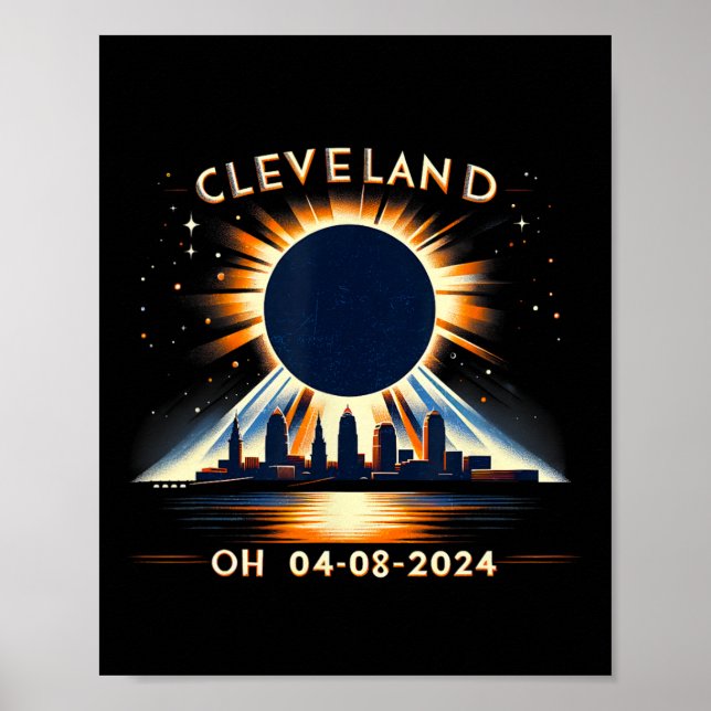 Total Solar Eclipse Oh April 08 2024 Cleveland Sol Poster (Front)