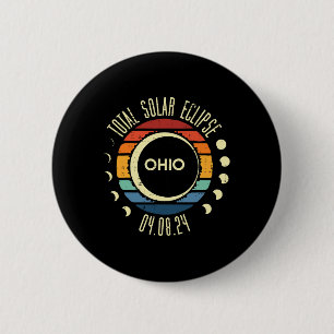 Total Solar Eclipse Ohio Sunset Retro 04.08.24 Men 2 Inch Round Button