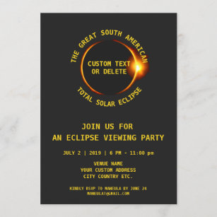 Total Solar Eclipse Party 7.2.2019 South America Invitation