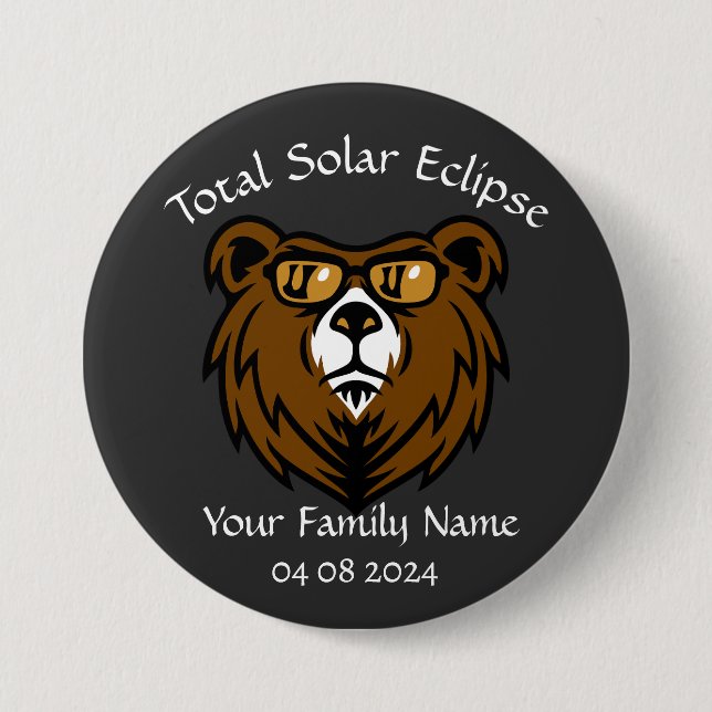 Total Solar Eclipse Personalize Sticker 3 Inch Round Button (Front)