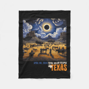 Total Solar Eclipse Retro April 8 2024 Astronomy Fleece Blanket